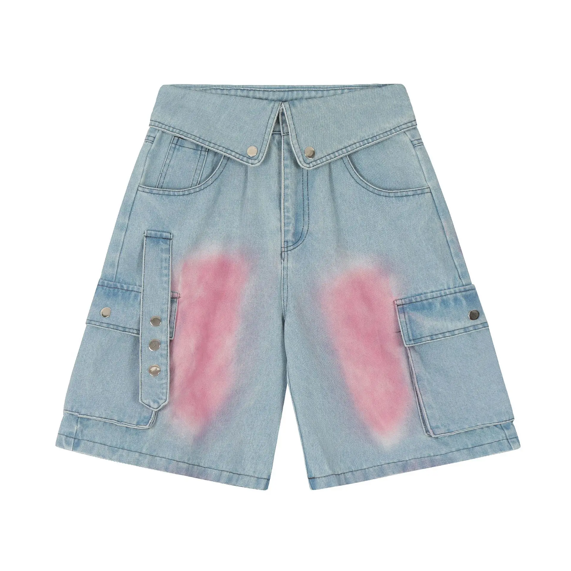 

Men's Fashion High Street Hip Hop Cargo Short Jeans With Multi Pockets Streetwear Loose Fit Y2K Denim Shorts For Male