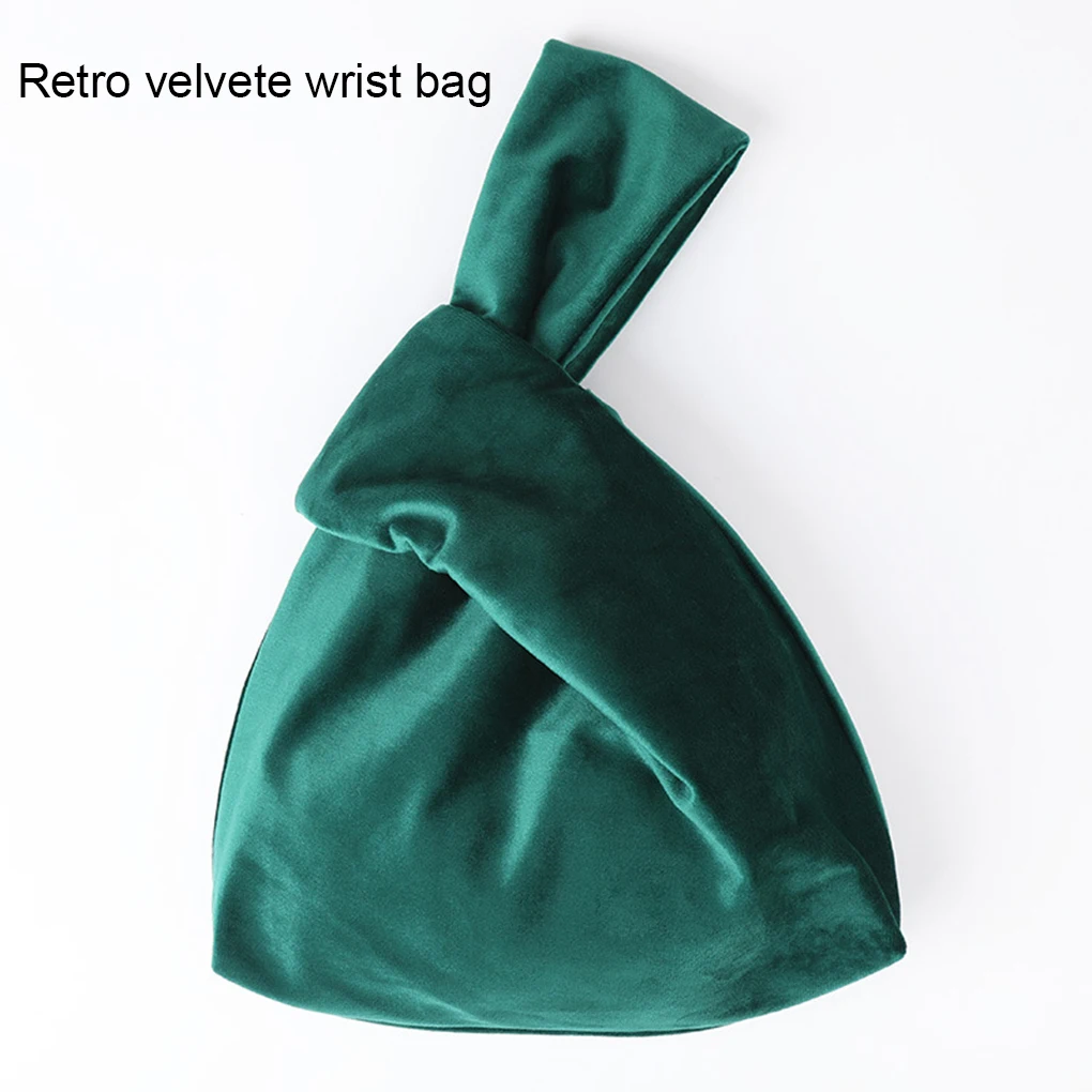 Elegant Style Handbag Gift For Women Velvet Wrist Bag And Wiring Is Neat Colorful Velvet Wrist Bag blackish green