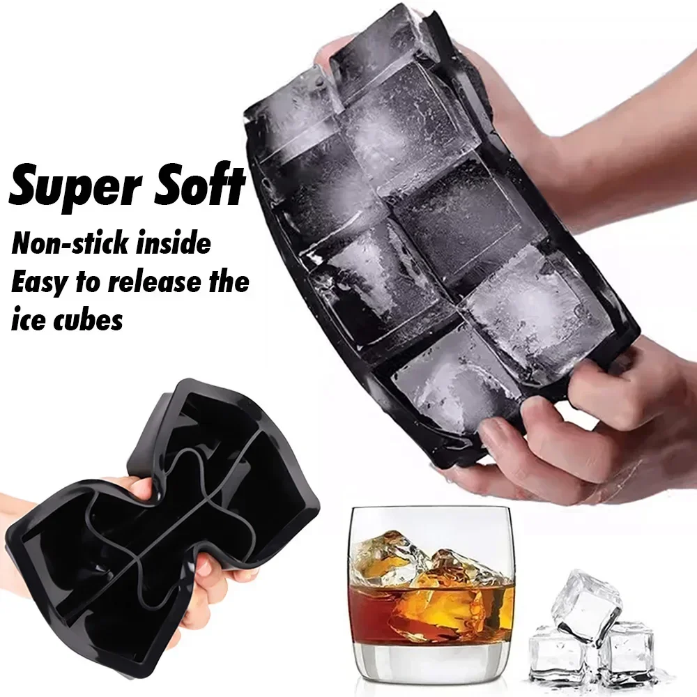 4/6/8 Grid Ice Cube Silicone Molds Ice Cube Maker Square Tray Mold Ice Ball Maker Ice Cube Tray with Lid for Whiskey Ice Mould