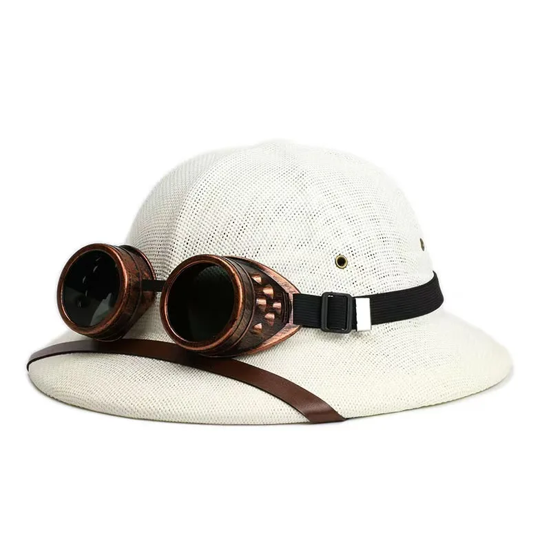 Summer Helmet Straw Hat Outdoor Men's and Women's Travel Personalized Hat Beach Hat Cruise Hat Glasses Accessories Hat