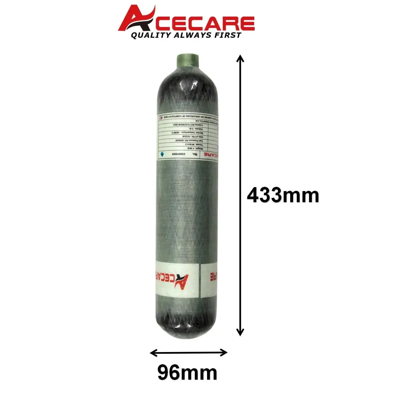 زجاجة هواء acecar HPA ، خزان غوص صغير ، اسطوانة من ألياف الكربون ، إطفاء الحرائق ، M18 * 7.5 ، 4500Psi ، 300 بار ، 30Mpa ، 2 لتر