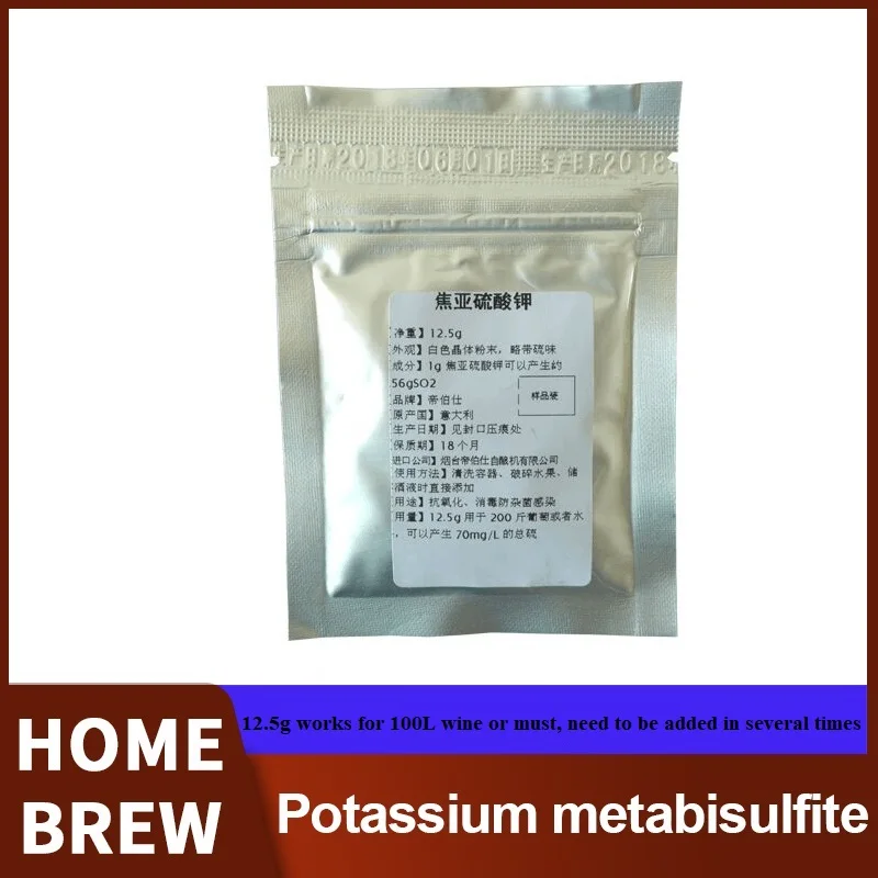 Metabisulfito de potasio para la fabricación de vino, 12,5g, usado, desinfección, adición de Metabisulfito de potásico