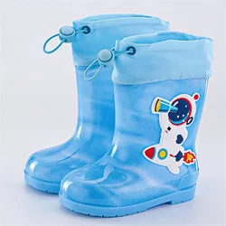 Children's Rain Shoes 2024 New Galoshes Cartoon Boys And Girls Baby Cartoon Rain Boots Non Slip Water Shoes Kids Mid Calf Boots