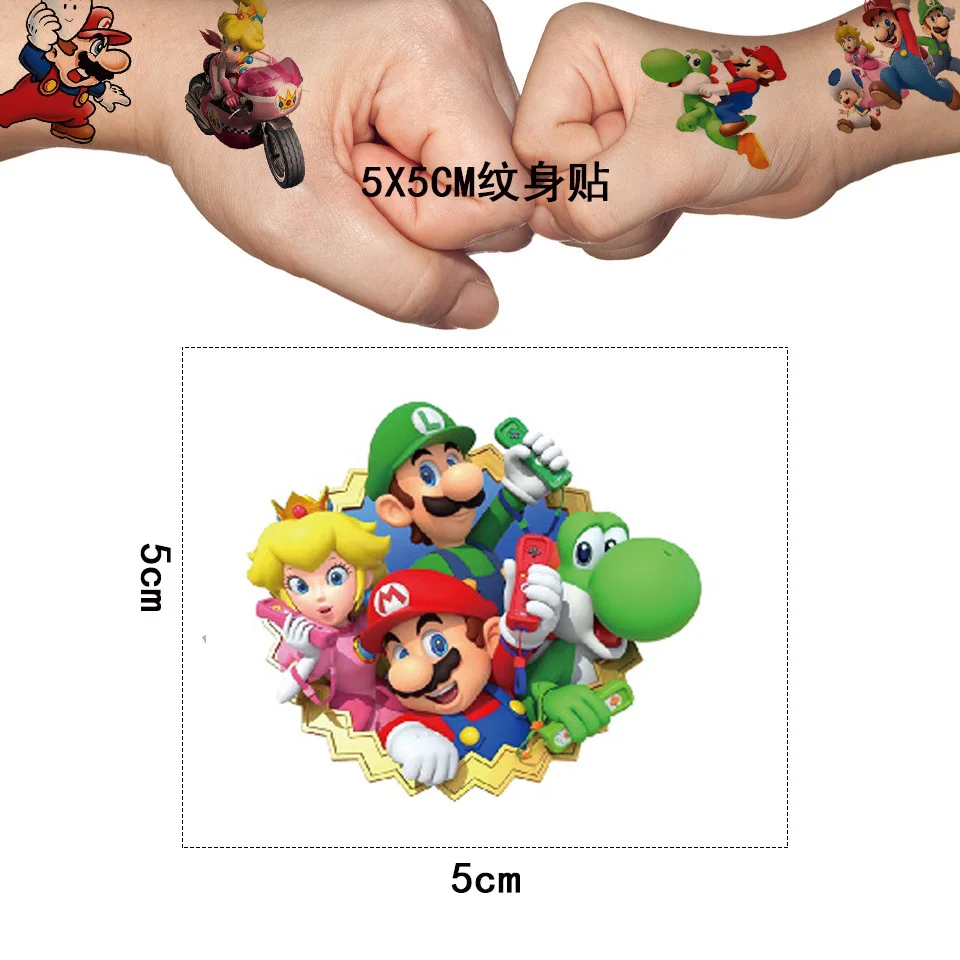 Autocollants de tatouage Super Mario pour salle de bain, transfert à l'eau, motif poulet, cadeau