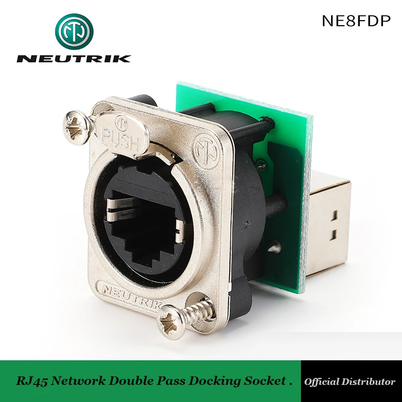 RJ45 Network Double Pass Butt Socket Data LED Large Display NE8FDP RJ45 Network PCB Solder Mount NE8FDV-Y110 Crimp Mount