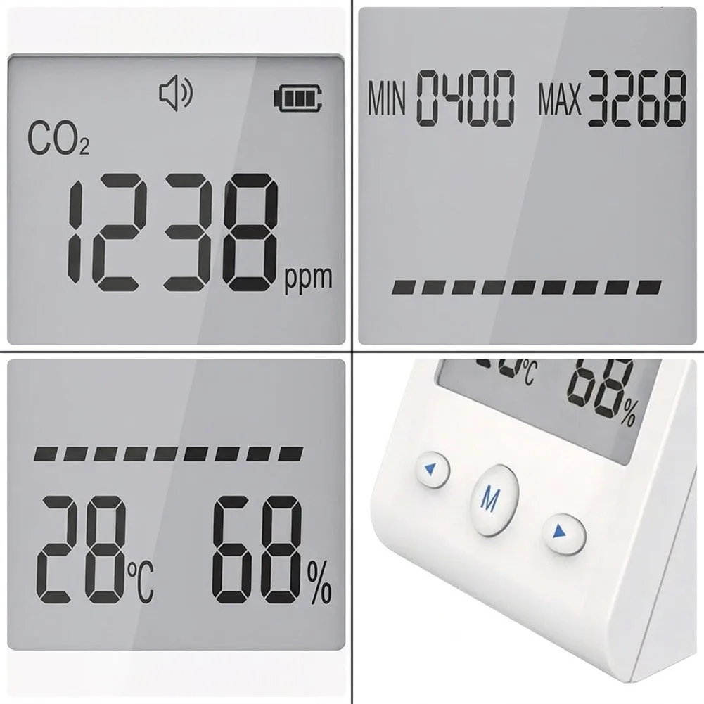 Meter with NDIR Sensor for Accurate Carbon Dioxide Measurement Temperature Humidity Tracking LCD Display Portable Design