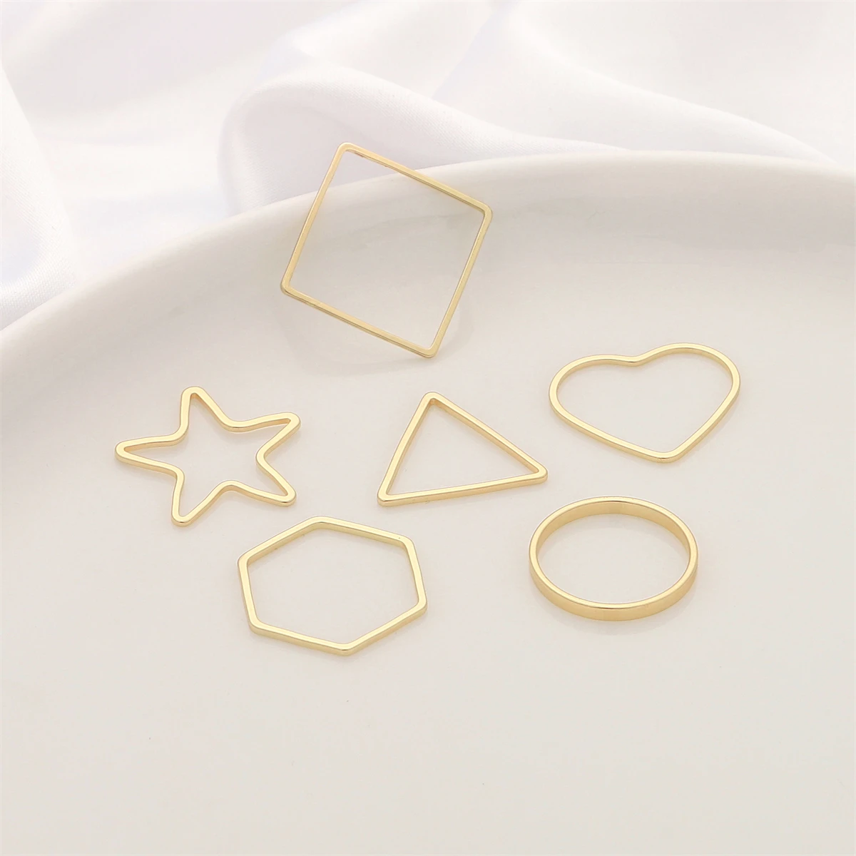 2pcs 14K Gold Plated Brass Geometry Pentagram Square Round Triangle Connector For Jewelry Making Supplies Earrings Making