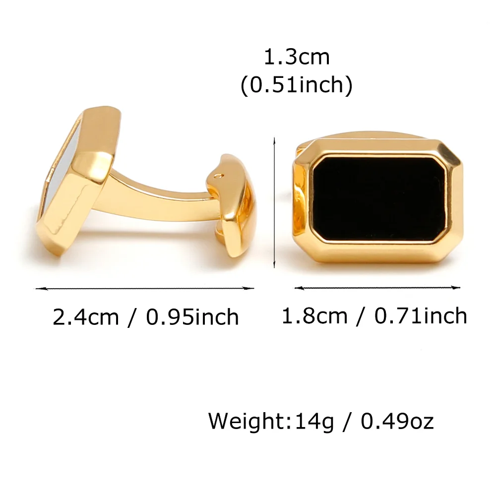 Simple Black Gold Square Men's Cufflinks Golden Metal Inlaid Black Face Business Dress Shirt Cuff Buckle Banquet Decoration