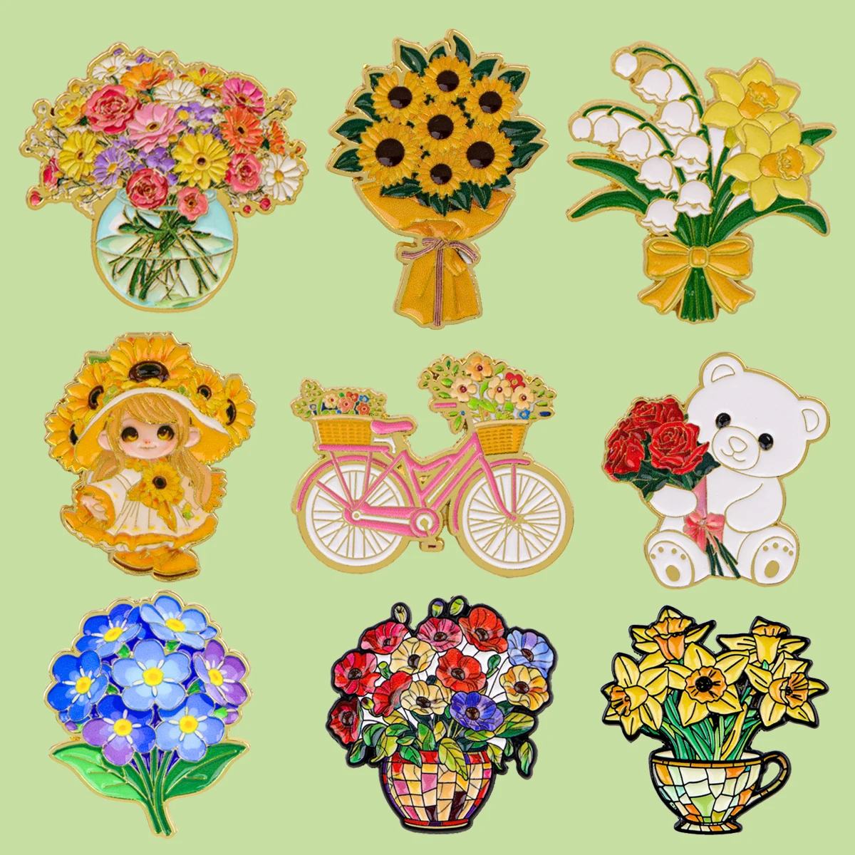 Sonnenblumen-Emaille-Anstecknadel, schöne Blumen-Broschen, Anstecknadeln für Rucksäcke, Taschen, Kleidung, Dekoration, Schmuck, Geschenke