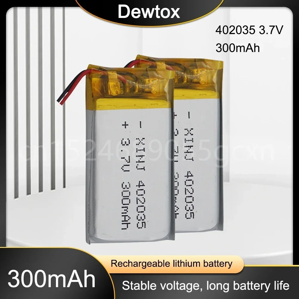 Wysokiej jakości 3,7 V 402035   Baterie litowo-polimerowe Lipo 300mAh Zamiennik baterii litowo-jonowej do zestawu słuchawkowego Bt Zabawki MP3