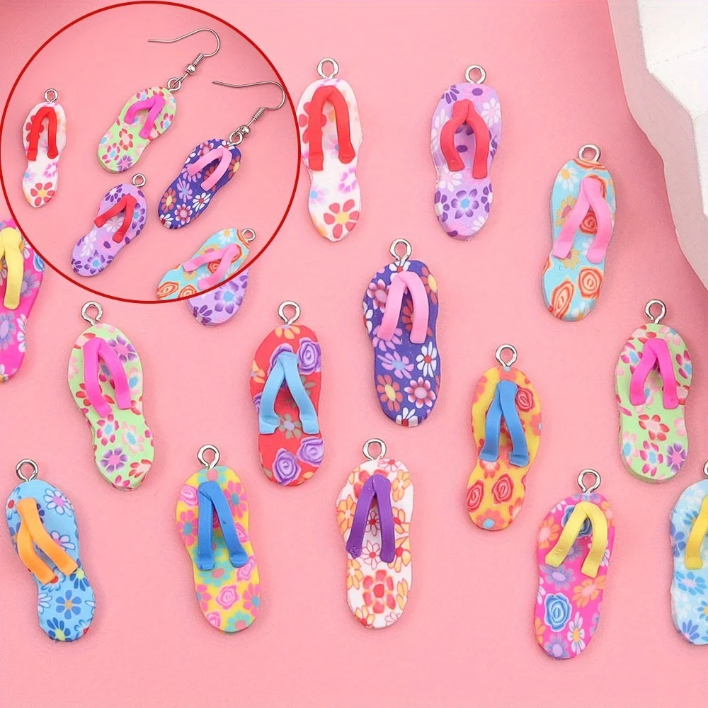 Colgante en forma de zapatilla de cerámica blanda multicolor, utilizado para cadenas de tobillo, pulseras, collares, accesorios decorativos, 1/3/7 Uds.