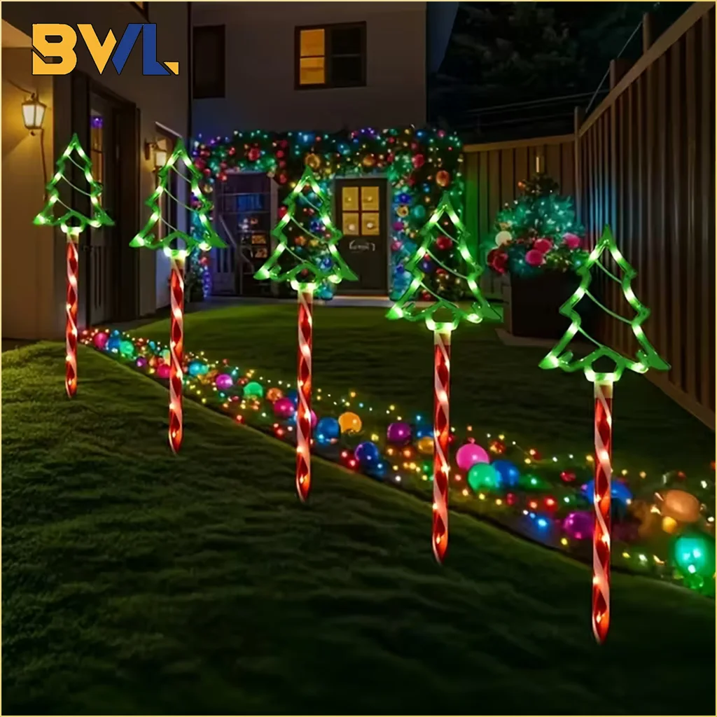 Solaire LED arbre de noël lumières lampe au sol extérieure bonhomme de neige père noël coloré décor éclairage pour cour balcon jardin