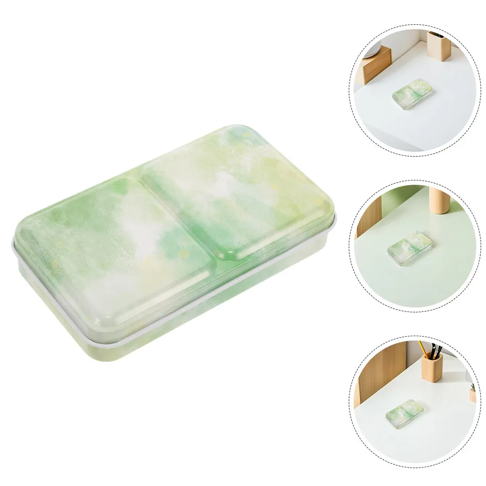 2Pcs Watercolor Palette Box Portable Trifold Metal Case Integrated Mixing Palette Solid Pigment Tin for on-The- Creative