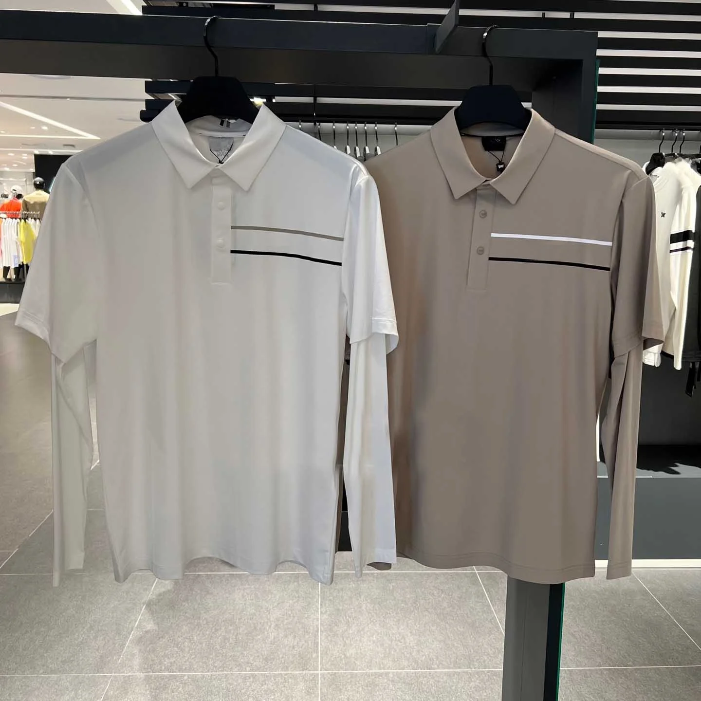 

25 New Autumn Golf Clothing Men's Lapel Ice Silk Sleeve Book Style Breathable Top Sunscreen Long Sleeved Golf Shirt