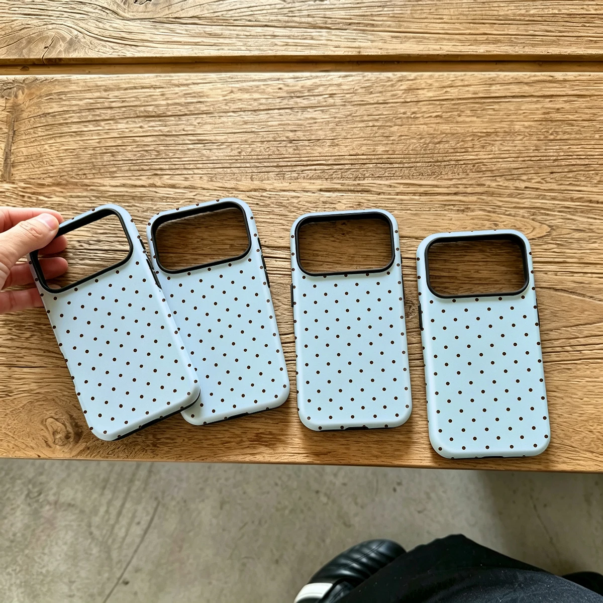 Baby Blue Brown Dots Hard Shock-Absorption Phone Case For Samsung Galaxy S26 S25 Ultra S24 S23 Plus 2-in-1 Protective Cover