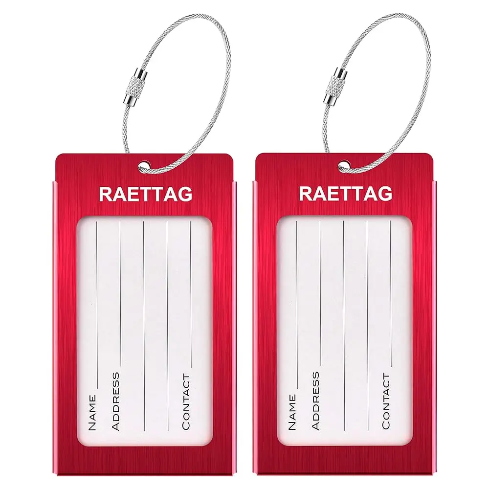 

Металлические бирки для багажа, идентификаторы для чемоданов и дорожных сумок (красные, 2 шт.)