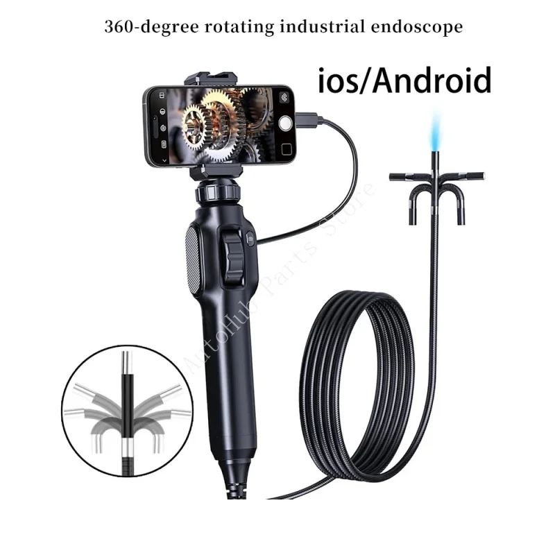 

Two-Way Articulating Borescope with 8leds Industrial Car Inspection Camera with Articulated Waterproof Probe for USB-C/Lightning