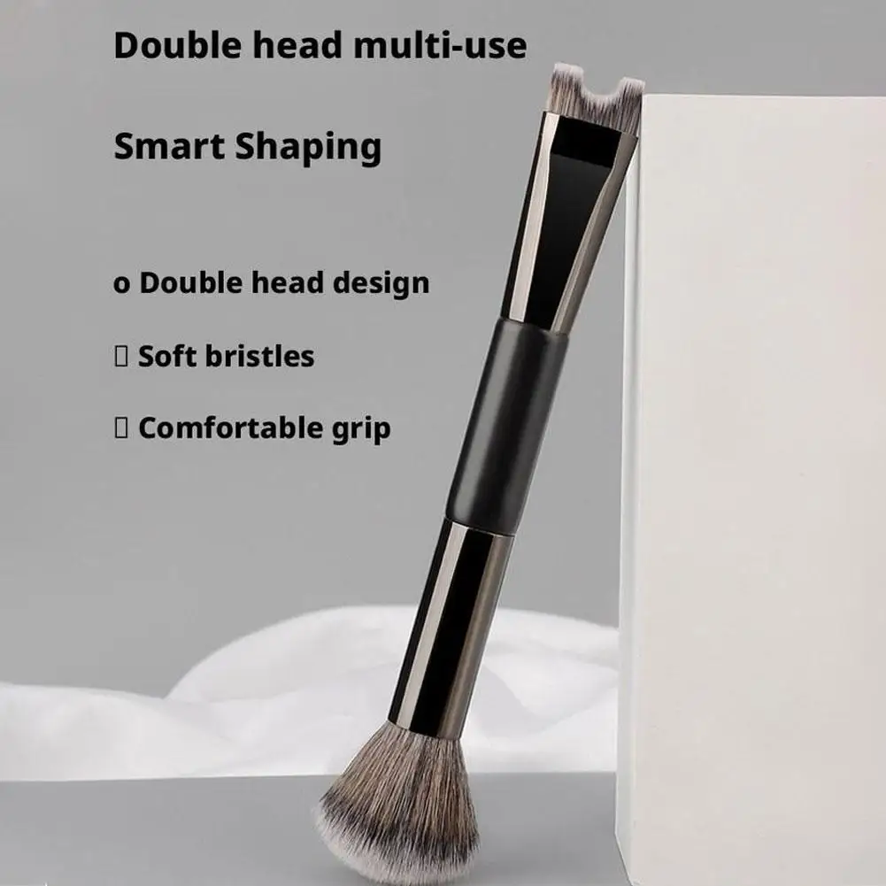 1 pçs pincéis de maquiagem em pó de precisão preto configuração compõem escova blush bronzer cabeça redonda rosto ferramentas cosméticas macio