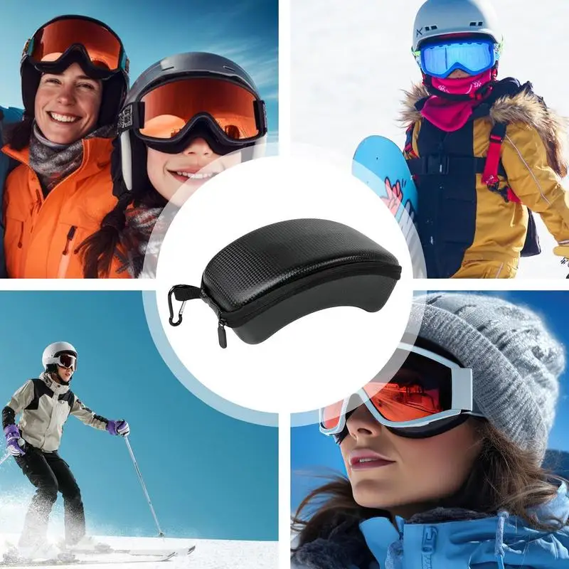 Snow Goggle Lens Case Dustproof Travel Sunglasses Case With Carabiner Hook Snowboard Goggles Box Eyewear Protective Carrying