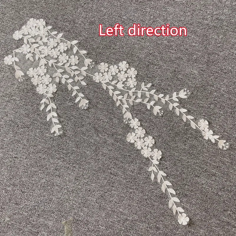 Super Large Leaf Patch Lace Cotton Line Applique for Wedding Dress, Handmade Applique, DIY Bride, Anterior Chest Flower, 77x30cm