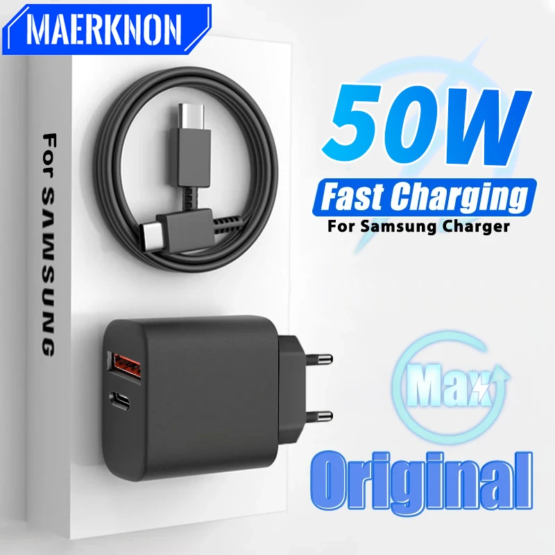 Original USB C Charger for Samsung Galaxy S21 S22 S23 PD Type C Fast Charging Mobile Phone Wall Adapter 50W for iPhone 14 15 Pro