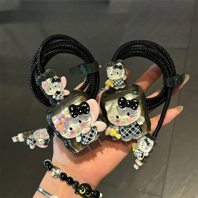 

Cartoon KT Cable Charger Protector Case for iPhone 18W 20W Charger Case Phone Wire Cord Organizers Protective Cover Accessories