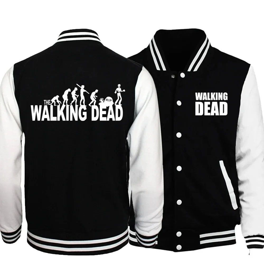 The Walking Dead Jacket Men Wing Print Coat 2022 Spring Autumn New Brand Black White Baseball Uniform Hip Hop Streetwear Homme