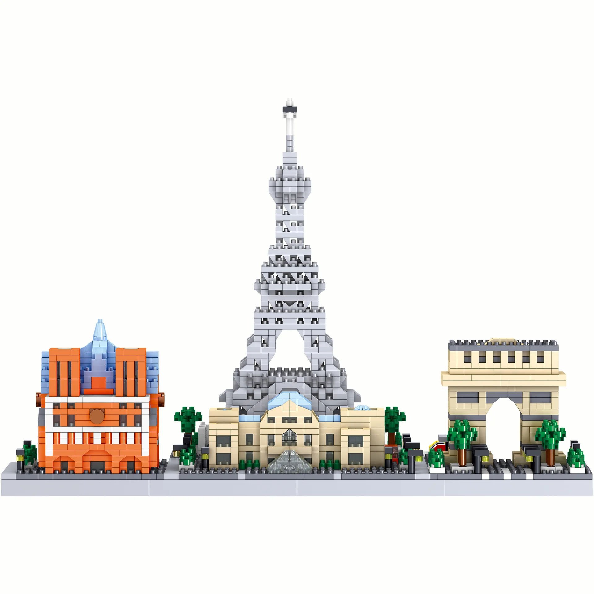 Francia horizonte Micro bloque de diamante arquitectura París punto de referencia nanobricks Torre Eiffel arco triunfal Louvre Museo ladrillos Juguetes