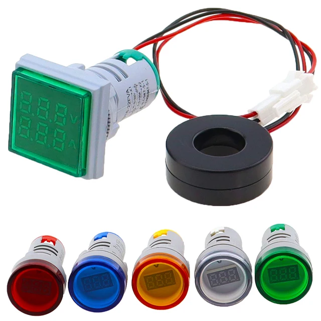 110V 220V AC Cyfrowy woltomierz Amperomierz 50-500V 0-100A Kwadratowy okrągły miernik napięcia Miernik napięcia samochodowego Tester napięcia Miernik amperomierza