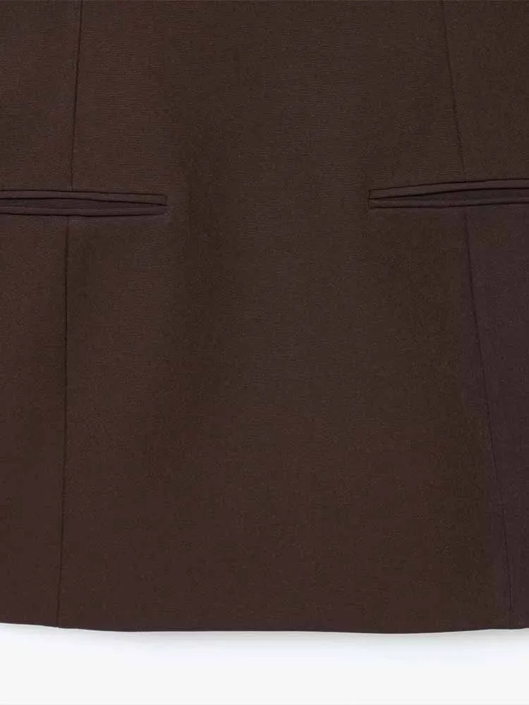 Style européen et américain automne nouvelle mode vêtements pour femmes élégant coupe ajustée à manches courtes plissée poche robe courte