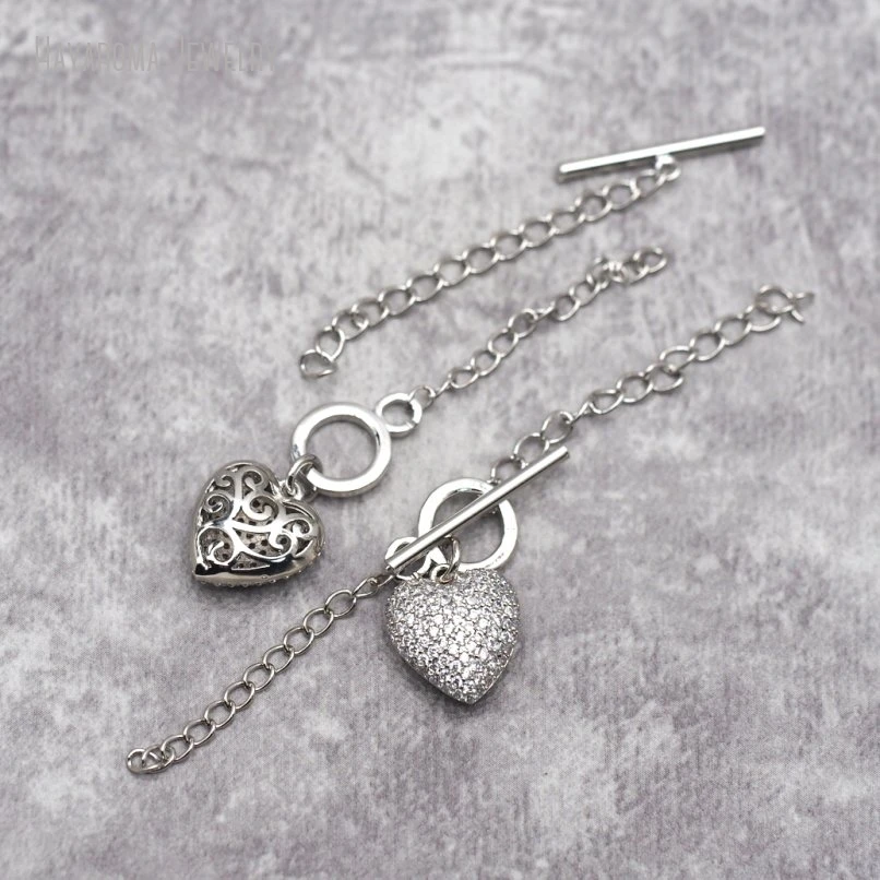 

5Pcs Copper Ot-buckle Gift For Her Invisible Setting Silver Color Metal Clear Cubic Zirconia Accessory Clasps
