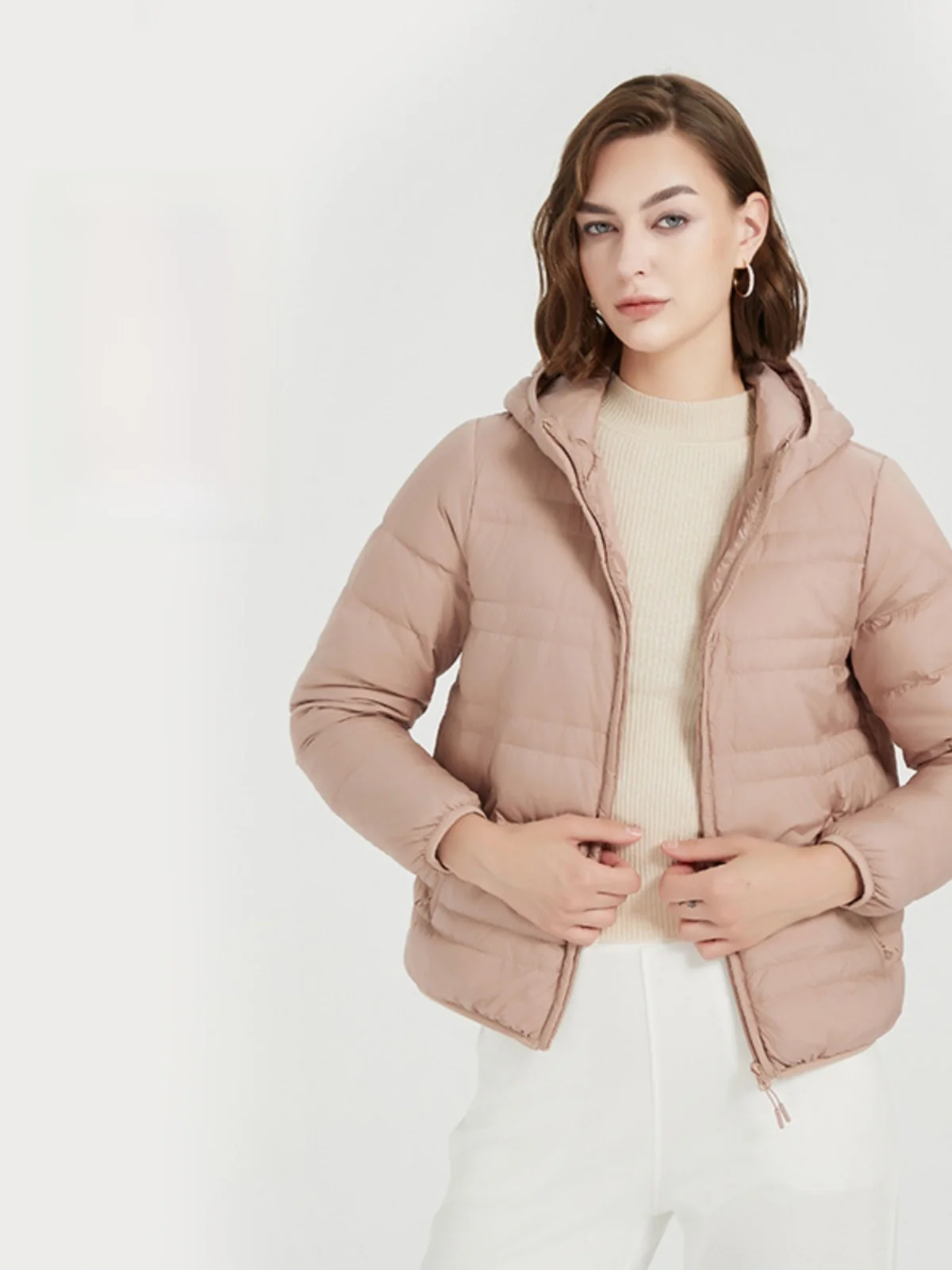 

Lightweight Padded Jaet Women's ort Spor Hooded down Coat Pure Color Du Feather Casual Commute Sle Zipper Design