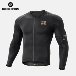 ROCKBROS Cycling Jersey Spring Autumn Lightweight High Elasticity Long Sleeve Bicycle Jersey Wicking Breathable MTB Bike Jersey