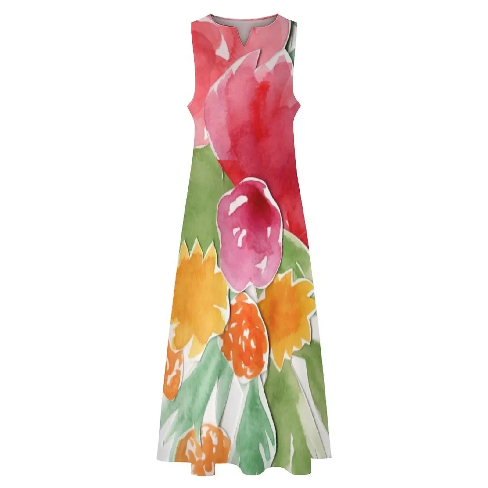 ชุดเดรสยาวลายดอกไม้สีน้ำ ชุดเดรสหรูหราสำหรับผู้หญิง ชุดเดรสสั้นเซ็กซี่ ชุดเดรสผู้หญิงทันสมัย