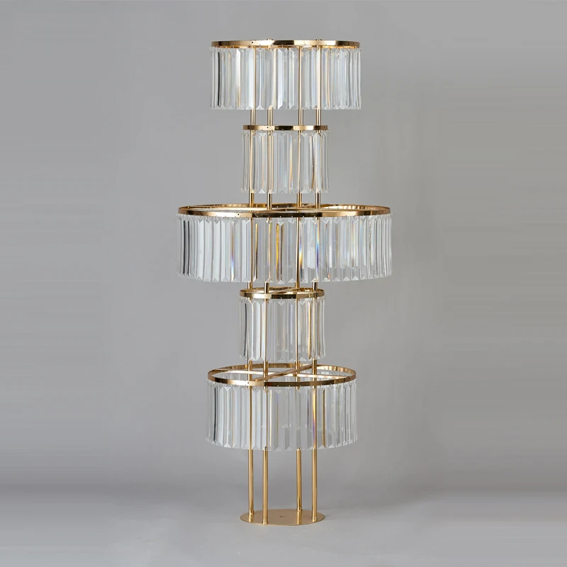 

Wedding Gold Vases Centerpieces Crystal Flower Stand Chandelier Holders Flower Vase for Reception Tables Party Home Decor