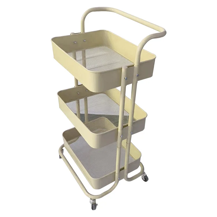 With Armrests And 4-Wheel Sliding Wheels For Barber Shop *Modern Style Three-layer Metal Organization Shelf