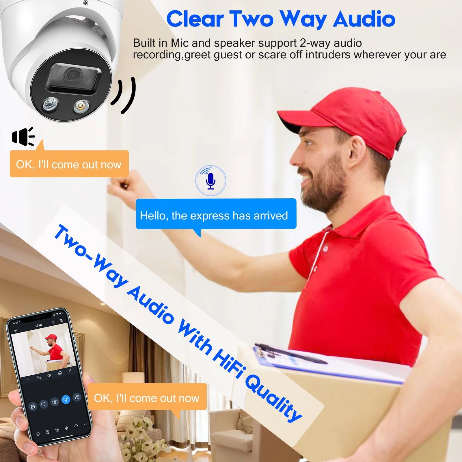 الأصلي داهوا IPC-HDW3849H-AS-PV S5 POE 4K 8MP الذكية المزدوجة الضوء نشط الردع WizSense كاميرا شبكة مراقبة كامل اللون الصوت