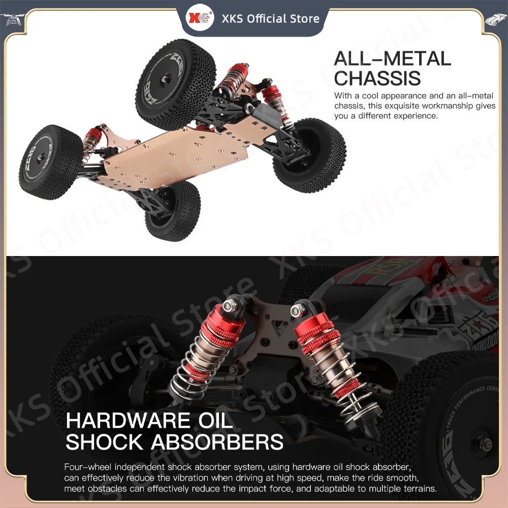 Wltoys XKS 144001 RC Car 1/14 2.4G Remote Control 60KM/H High Speed Metal Chassis 4WD Off-Road Drift Racing Car Toy Gift for Boy