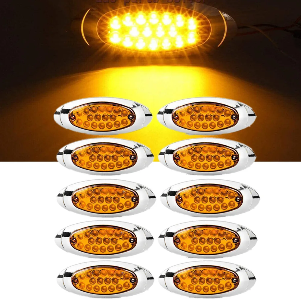 10PCS Trailer Side Marker Light LED Truck Car Side Brake Lights Taillight 12V/24V Turn Signal indicator Light for Car RV Lorry