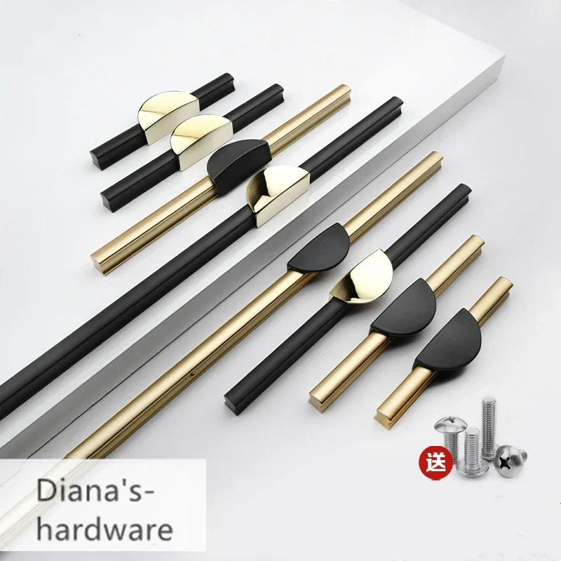 

Long Handle Cabinet Handle Gold and Black Cabinet Door Drawer Bedroom Door Long Furniture Hardware