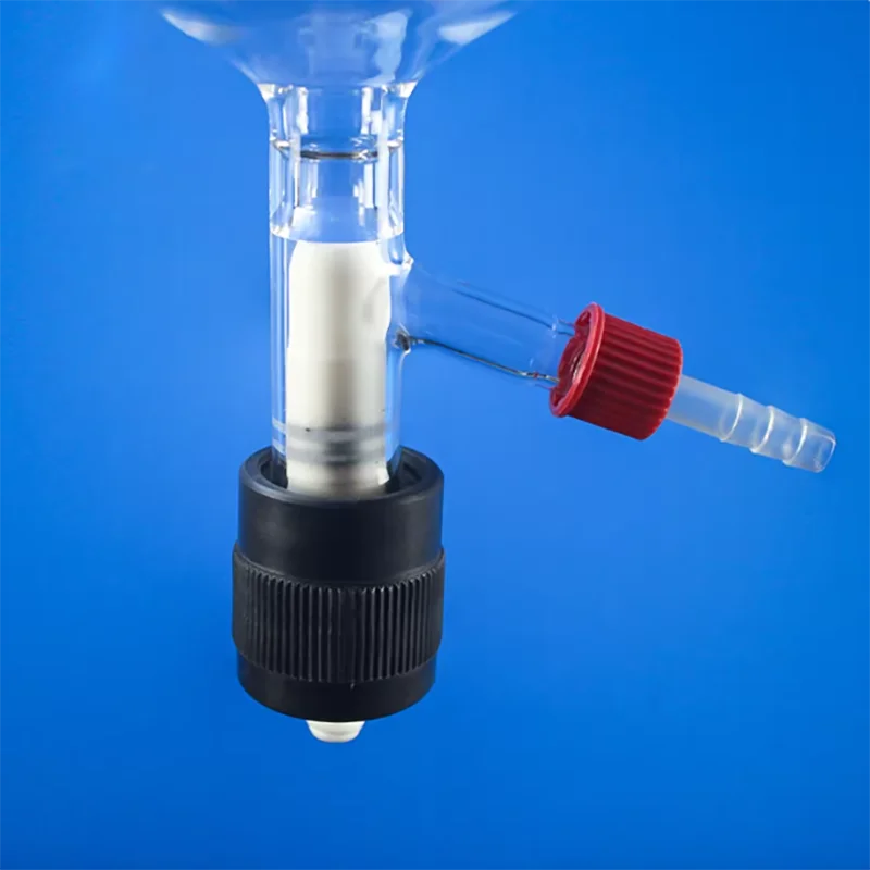 Three-neck flask with vacuum throttle piston discharge valve three-neck spherical funnel