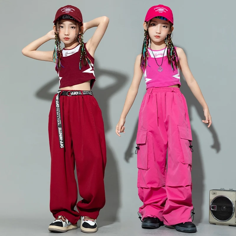 New Jazz Dance Girls Kids Clothing Children Vest Pants Suit Hip-hop Street Dance Clothes Suit Catwalk Show Costumes DQL9883 image 2