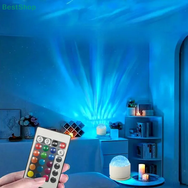 LED Waterripple & Aurora Lichtprojector Met Afstandsbediening USB-aangedreven 16 Verlichtingskleur Voor Slaapkamers Bruiloften Kerstdecoratie