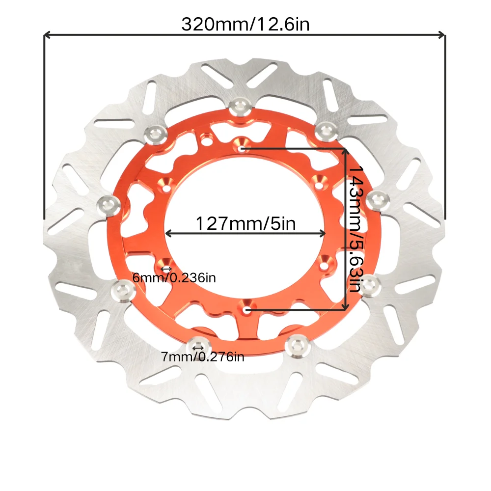 320mm Motorcycle Front Floating Brake Disc Rotor for KTM SX SXF EXC EXCF TPI Six Days 125‑500 Husqvarna FE TE FC TC TX FX GasGas - view 2