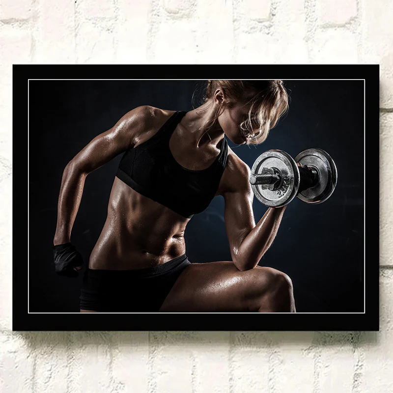 Fitness Sports Poster Running Iron Lifting Boxing Muscle Canvas Printing Wall  Art Decoration Painting Home Room Gym Decoration