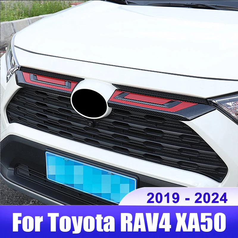 

For Toyota RAV4 2019 2020 2021 2022 2023 2024 RAV 4 XA50 Hybrid Car Racing Grills Front Grille Trim Strips Cover Accessories