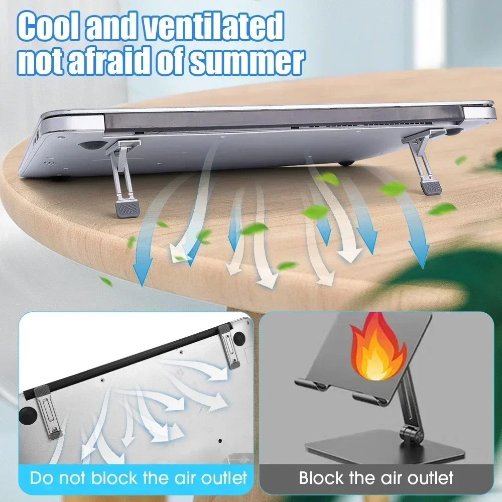 Laptop Stand Aluminum Alloy Mini Folding Holder 3 Height Adjustment Notebooks Bracket Accessories For Macbook Smart Phone image 4