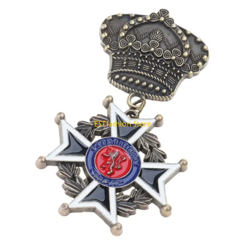 Y5GC Retro Martial Badge Distressed Brooch For Antique Enthusiasts Party Wear
