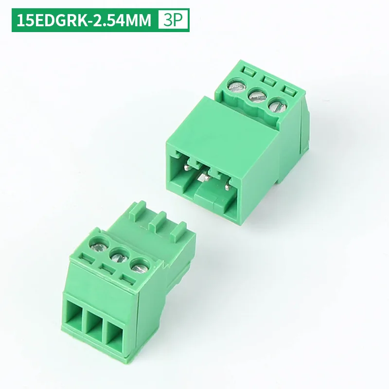 1set/lot 2EDGRK-2.54MM Micro Terminal Block Plug-in 15EDG 2P/3P/4P/5P-16P Male and Female Set Green Screw 2EDG-2.54mm Terminal