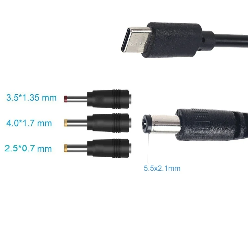 Mecanografíe C USB 2,5/3,5/4,0/5,5 mm 5V 9V 12V 15V 20V Cable voltajes ajustables